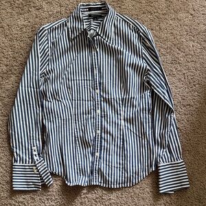 Anne Klein Navy and White Striped Casual Shirt